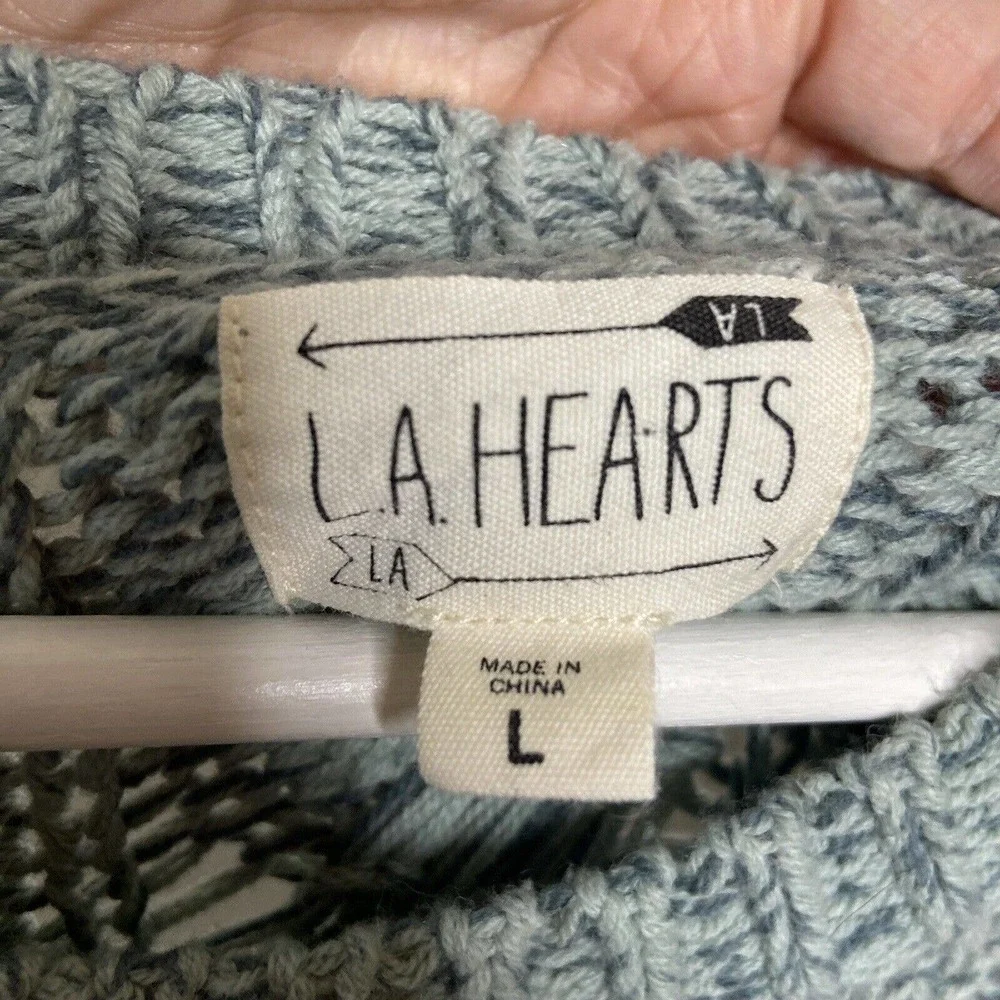 L.A. Hearts Green Cable Knit Long Sweater Sz L